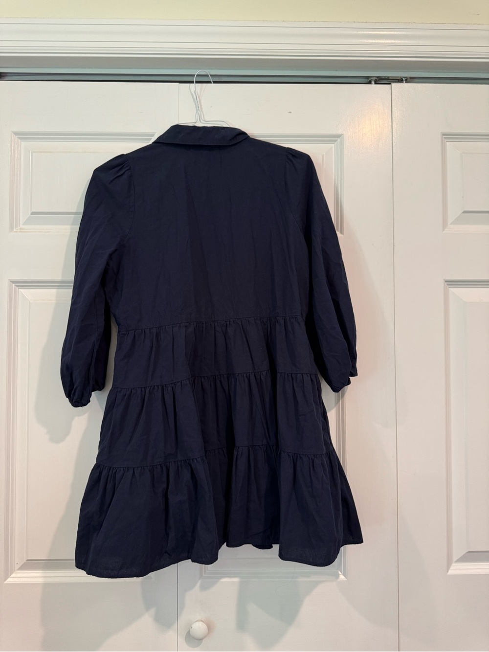 Pomander Place by Tuckernuck Navy Blue Mabel Cotton Tiered Shirt Dress Size S - Picture 4 of 15
